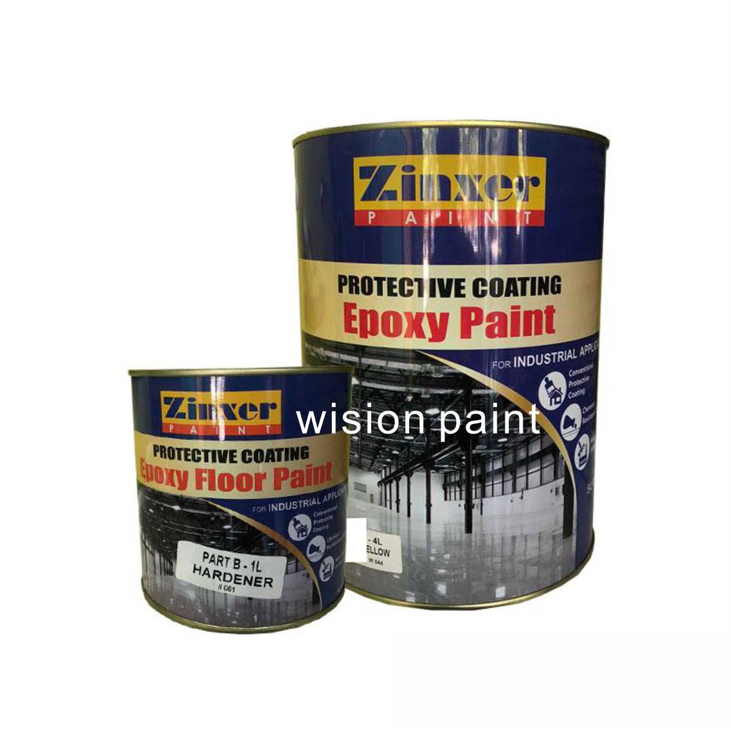 5 Liter ZINXER Two Pack Epoxy Floor Paint - 4 Liter + 1 Liter CAT ...
