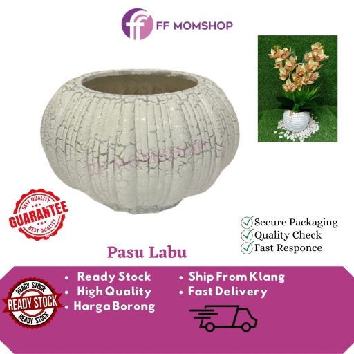 FF MOMSHOP Exclusive Ceramic Pumpkin Vase Flowerpot Pasu Seramik Labu ...