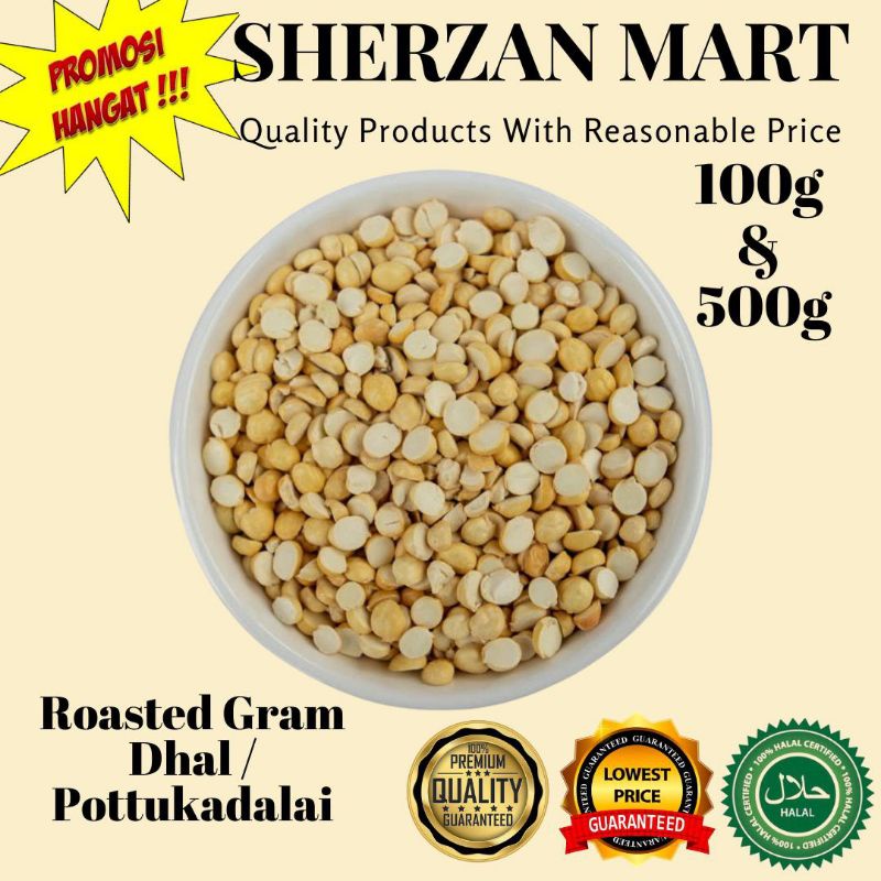 Roasted Gram Dhal Pottu Kadalai Roasted Split Gram Dhal 100g And 500g Halal Shopee Malaysia