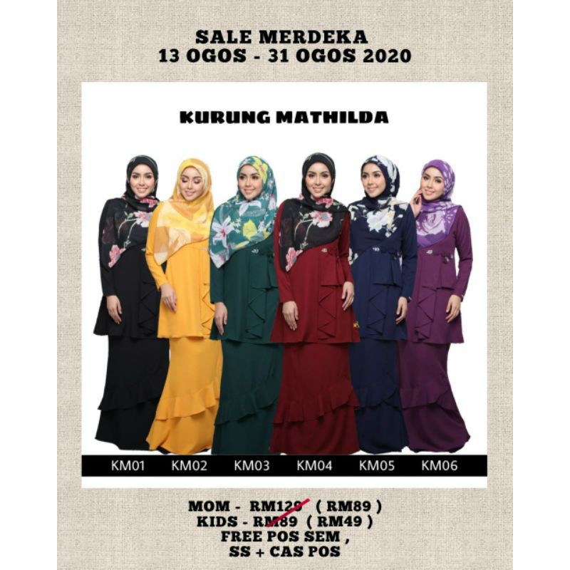 SALE MERDEKA !!Kurung Mathilda Exclusive (13-31ogos shj) | Shopee Malaysia