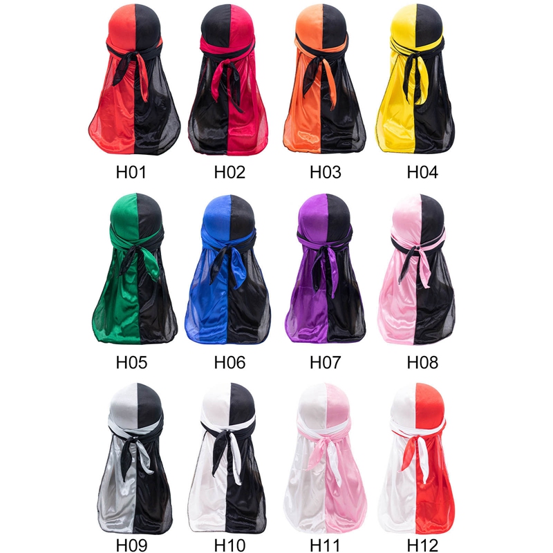 New Patchwork Men's Durags Hip Hop Bandana Pirate Cap Du Doo Rag Silky ...