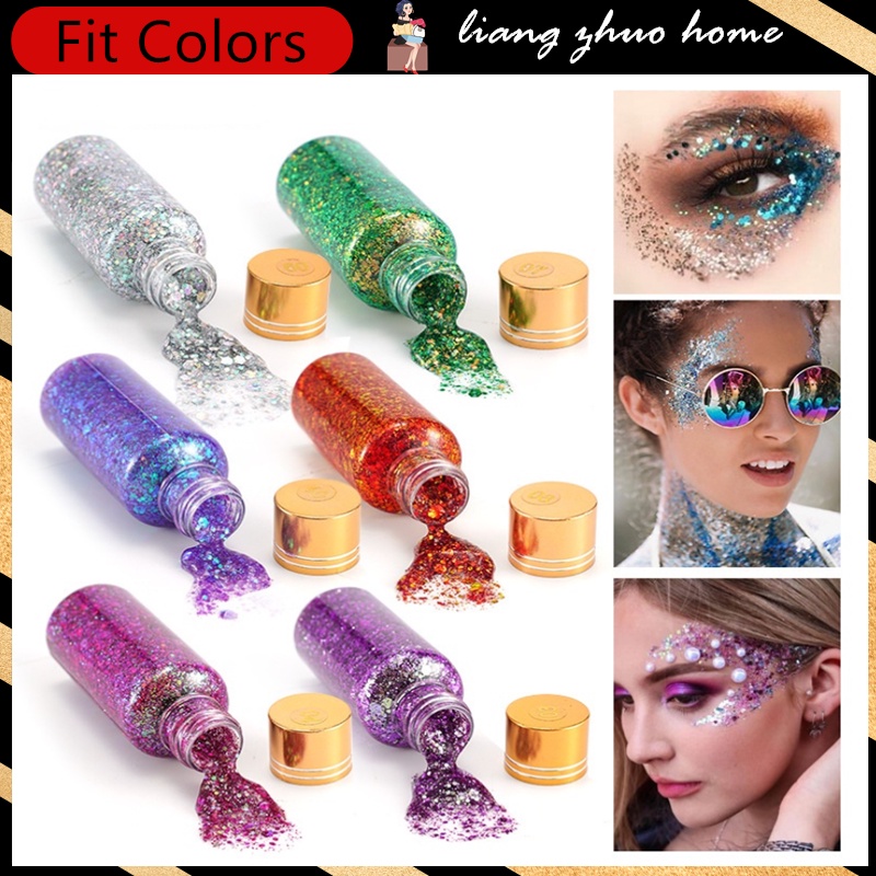 Fit Colors 6 Color Glitter Glam Eye Sparkly Glitter Hair Shimmer Gel ...