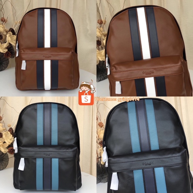 Coach Men Charles Backpack in Varsity Leather Saddle Midnight Brown Bag F23214 Shopee Malaysia