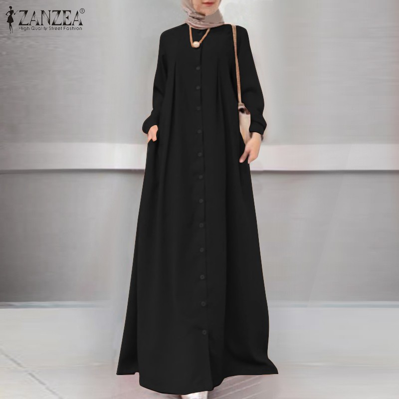 Jubah Muslimah Dress Trendy loose Long Sleeve baju muslimah plus size ...