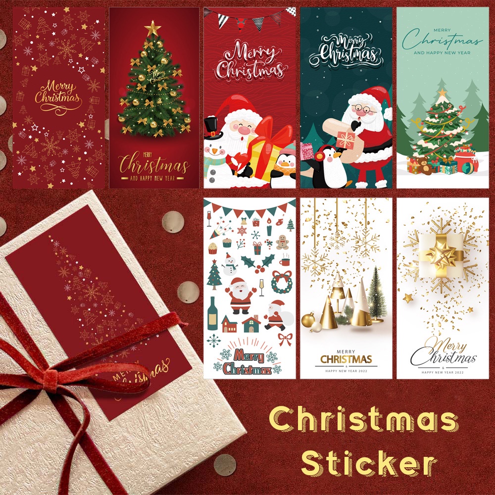 50pcs/pack Merry Christmas Stickers Cartoon Santa Claus Christmas Tree ...
