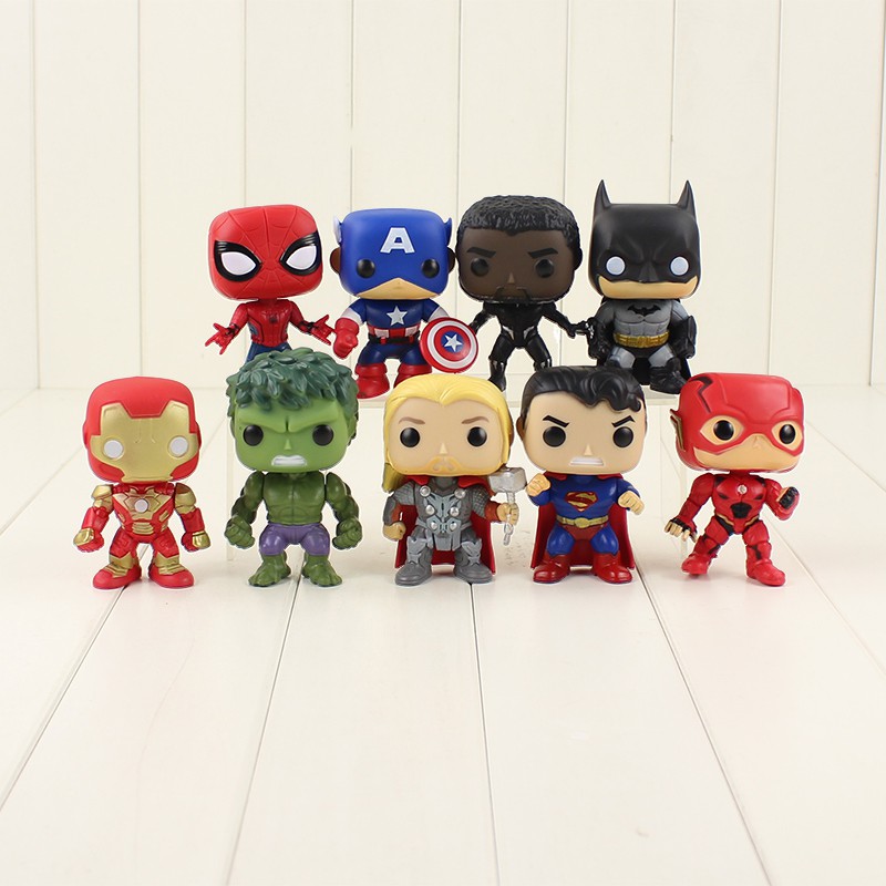 9Pcs/Set Avengers Q Spiderman Version Captain America Black Panther ...