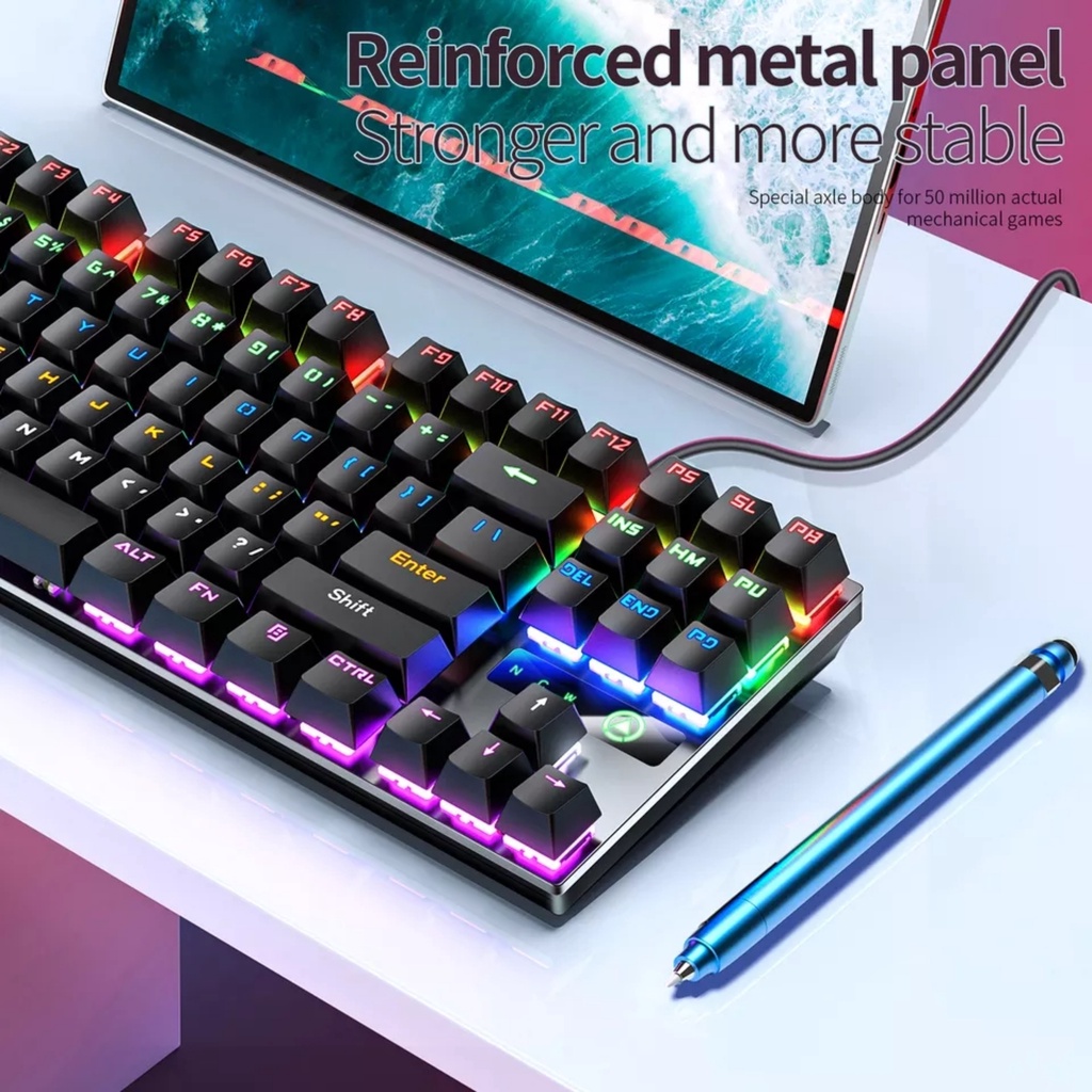 Keyboard Mechanical 104 Gaming Keyboard 87 RGB Backlit Real Mechanical ...