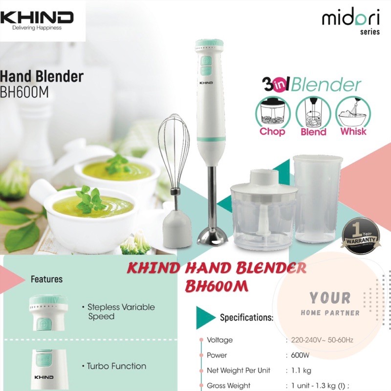 Khind Hand Blender BH600M / 600W Shopee Malaysia