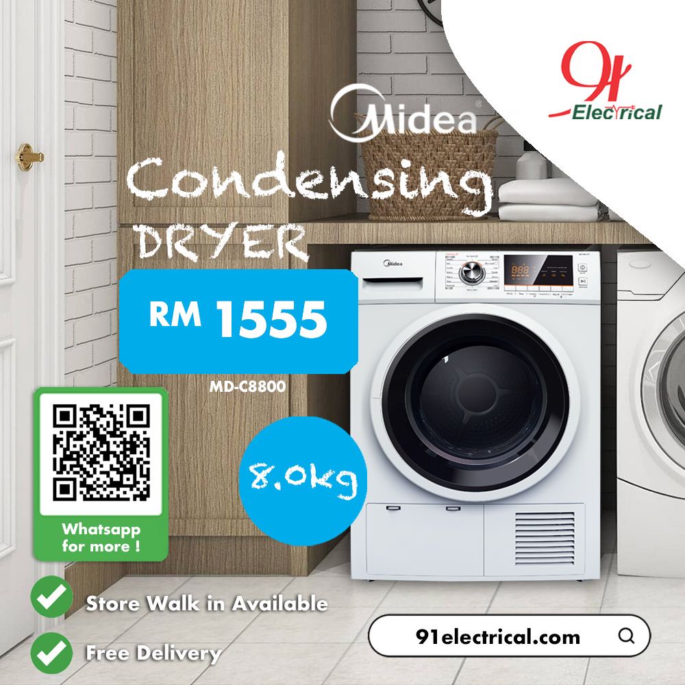 Midea 8.0kg Condensing Dryer (MDC8800) Shopee Malaysia