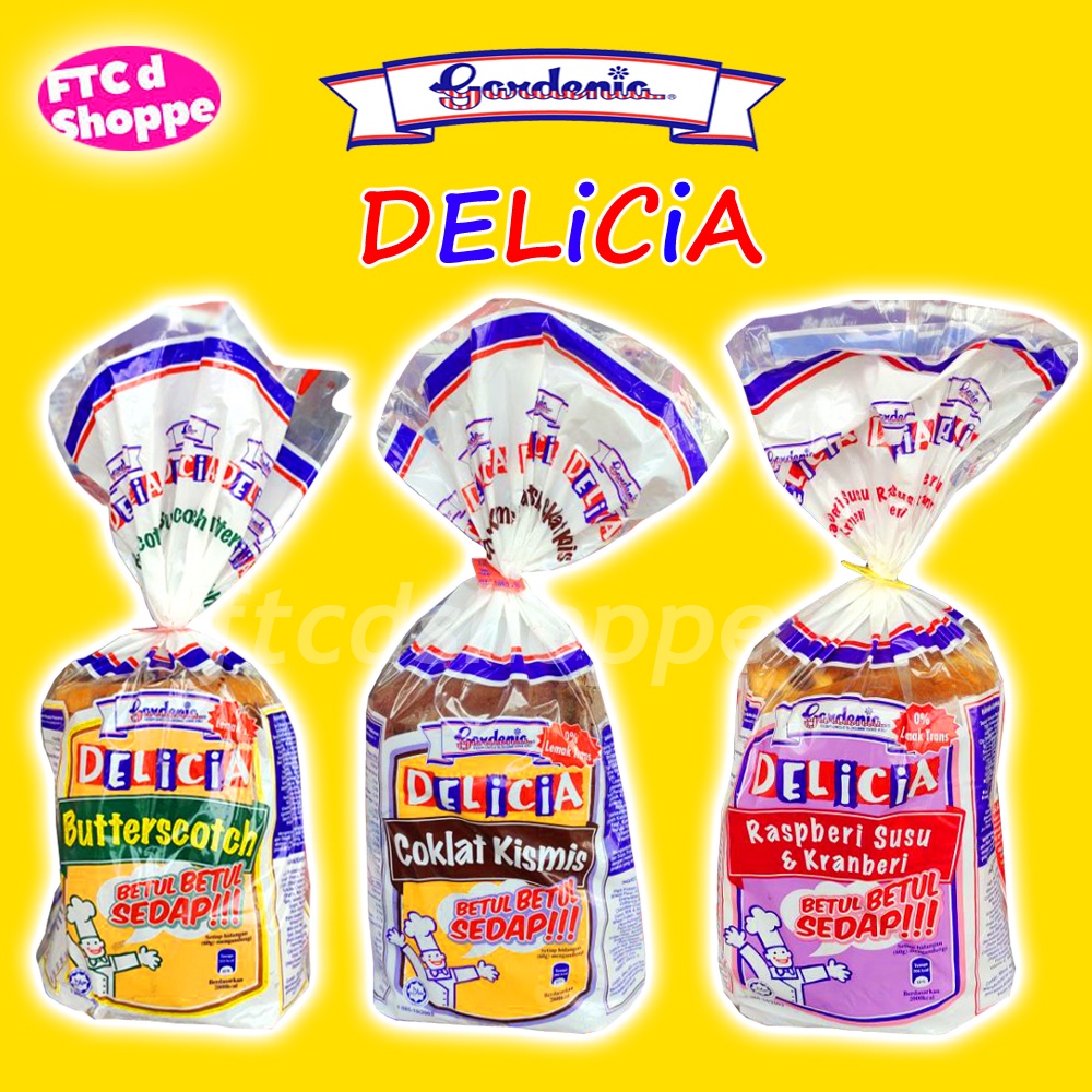 GARDENIA ROTI DELICIA ( BUTTERSCOTCH , COKLAT KISMIS , RASPBERI SUSU