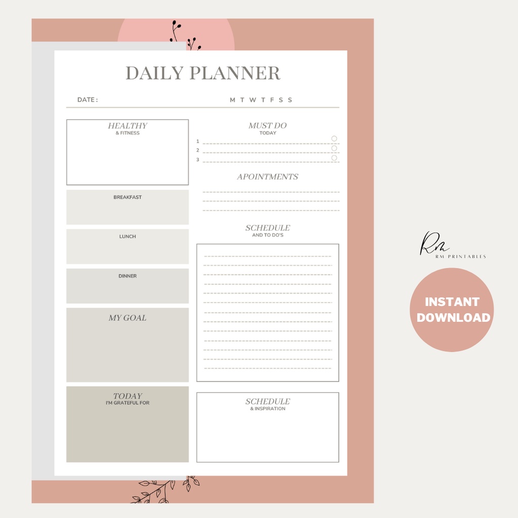 D04 Printable Planner | 2023 Digital Planner PDF | Daily/Weekly/Monthly ...