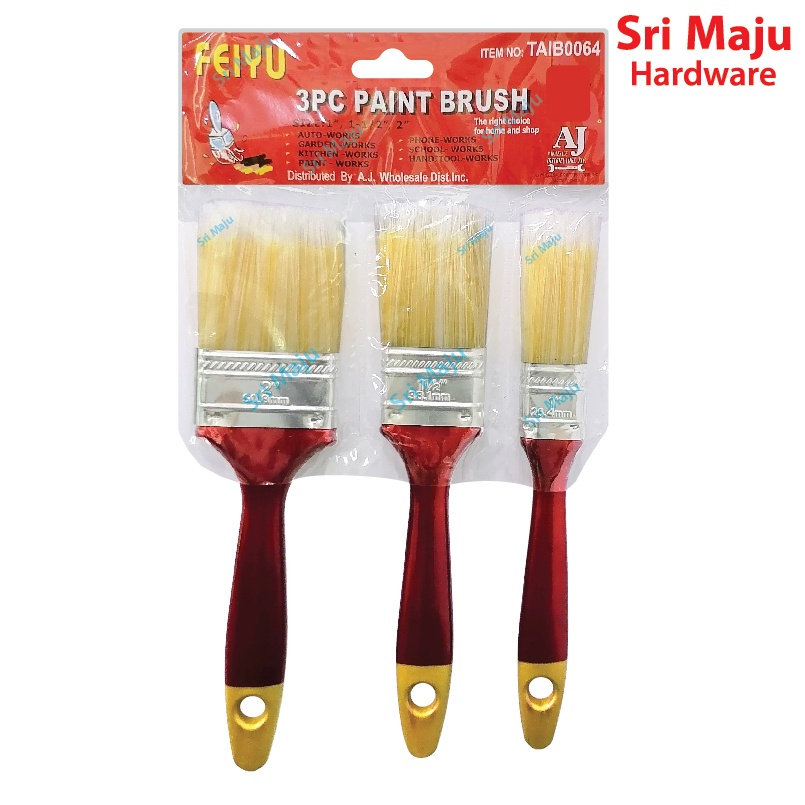 MAJU 3pcs Paint Brush Set Nylon Plastic Bristle Brush for Wall Wood Metal  Iron Painting Staining Lacquer Berus Cat Selek