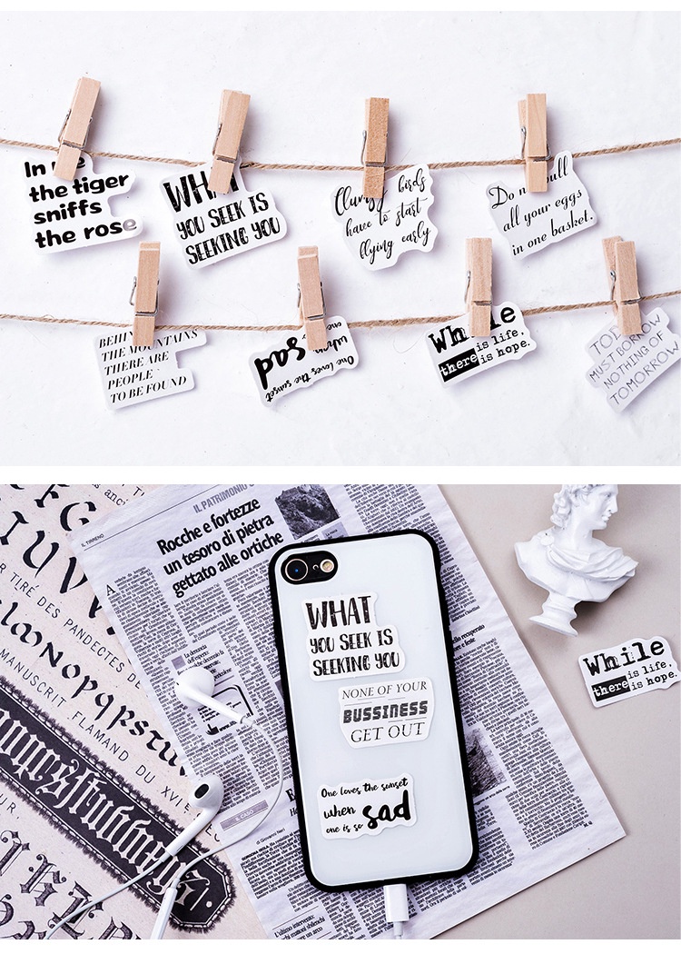 ENWEI 46 Pcs Retro Newspaper Series Box Stickers Journal Deco Sticker ...