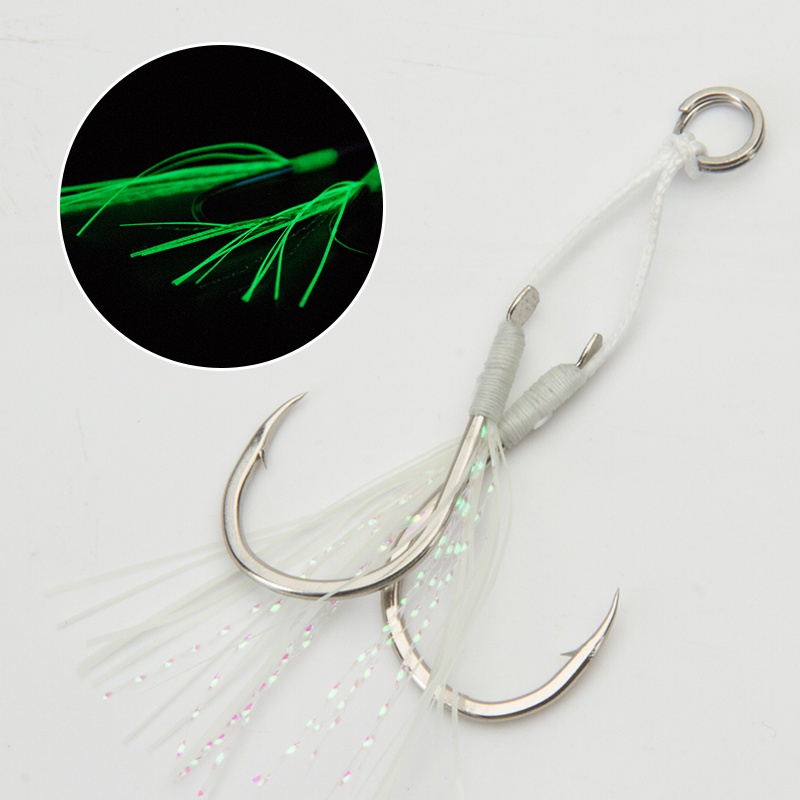 1Pcs Fishing Jigging Assist Hooks Saltwater Luminous Slow Jig Hooks High  Carbon Steel Fishing Double Hooks/single Hook