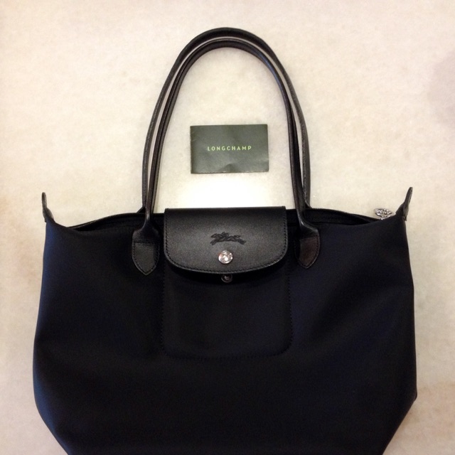 Authentic Longchamp Planetes Preloved medium sized long handles black tote bag