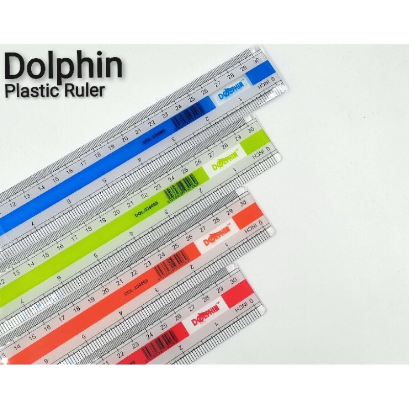 DOLPHIN Plastic Ruler Transparent Hard Body Straight Ruler DOL-230052 ...