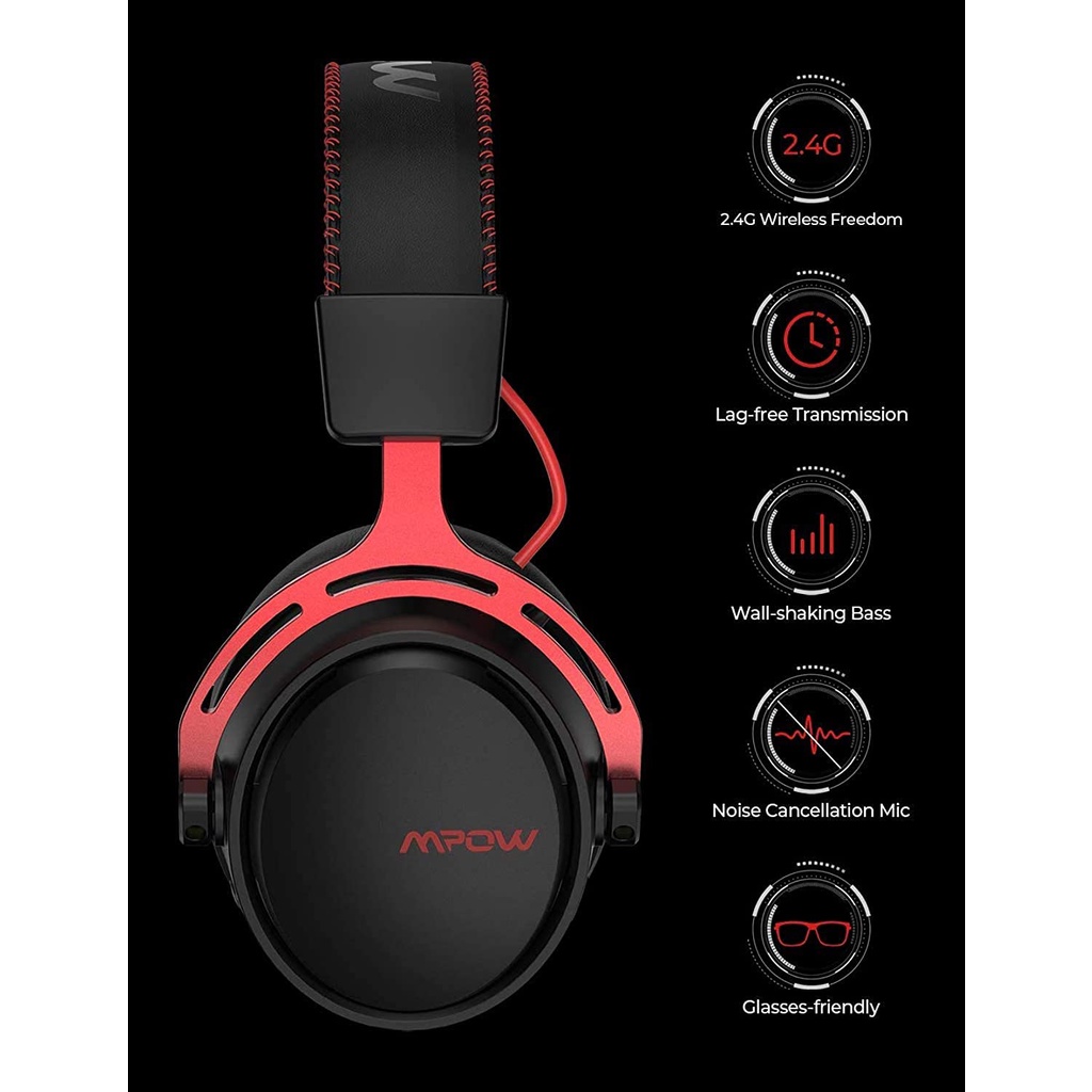 Mpow Air 2.4g Wireless Gaming Headphone With USB Dongle Gaming Headset for PS4 PS5 PC XBOX Gaming Earphone Shopee Malaysia