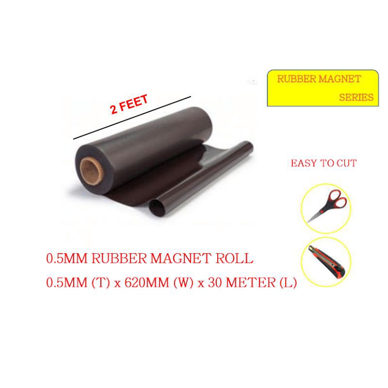 Rubber Magnet Roll 0.5mm (T) x 620mm (W) x 30 meter (L) | Shopee Malaysia