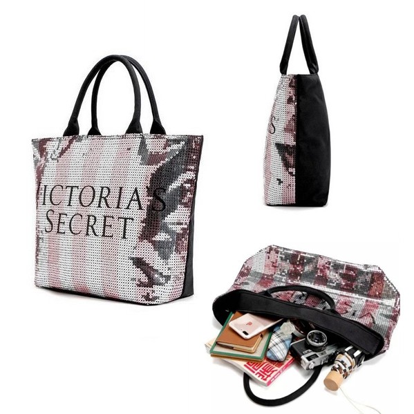 Victoria's Secret Bling Stripe Sequin Carryall Tote