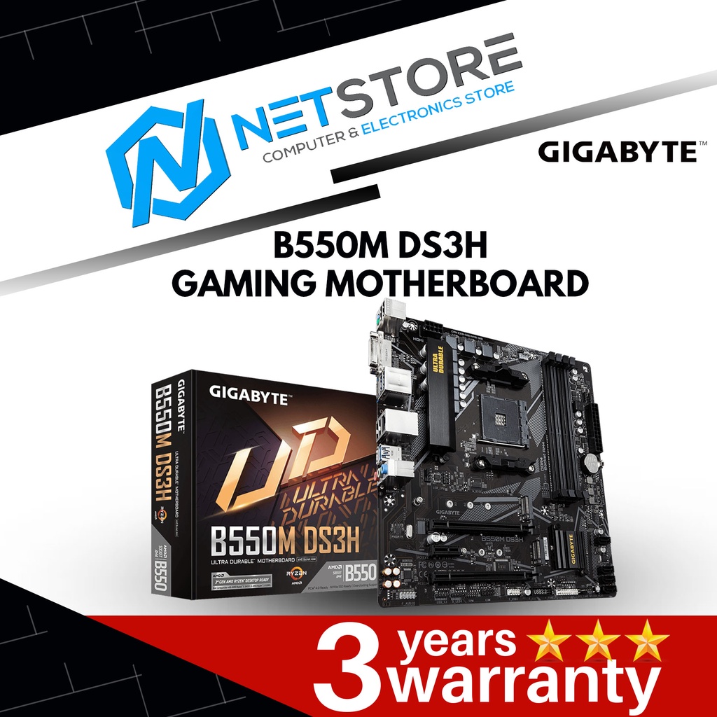 GIGABYTE B550M DS3H AM4 AMD MICRO ATX GAMING MOTHERBOARD M.2, SATA