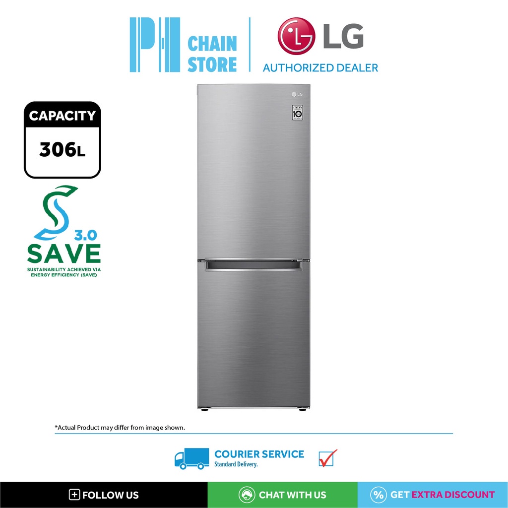 (COURIER SERVICE) LG GCB369NLRM 306L BOTTOM FREEZER INVERTER FRIDGE