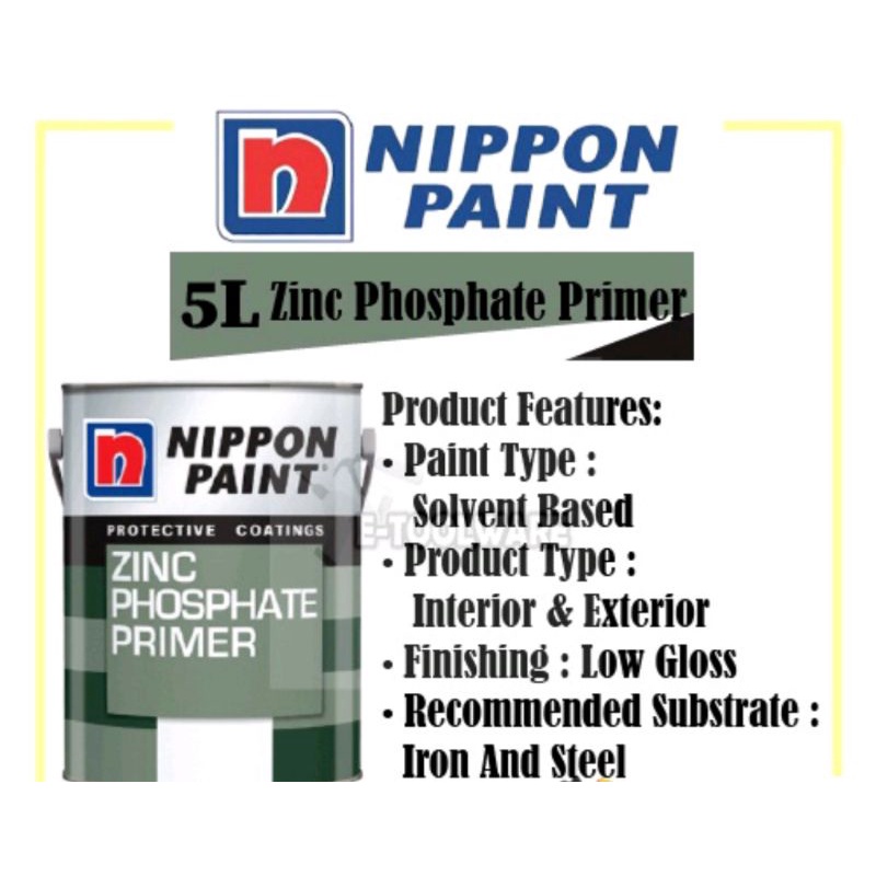5 LITER Nippon Paint Zinc Phosphate Primer Grey Green Color Undercoat