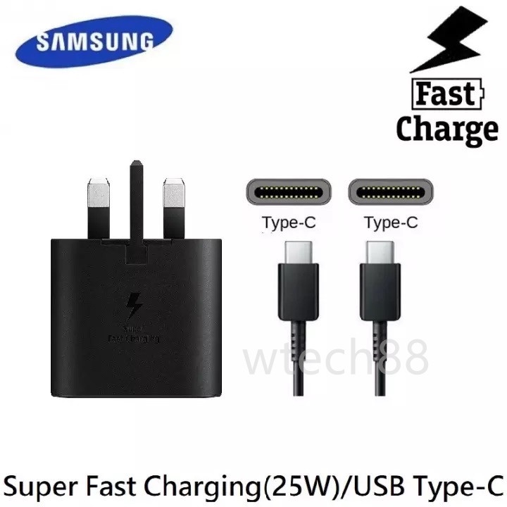 Samsung Original PD Charger 25W TypeC to TypeC Fast Charging Plug and Cable Fast Charge Speed
