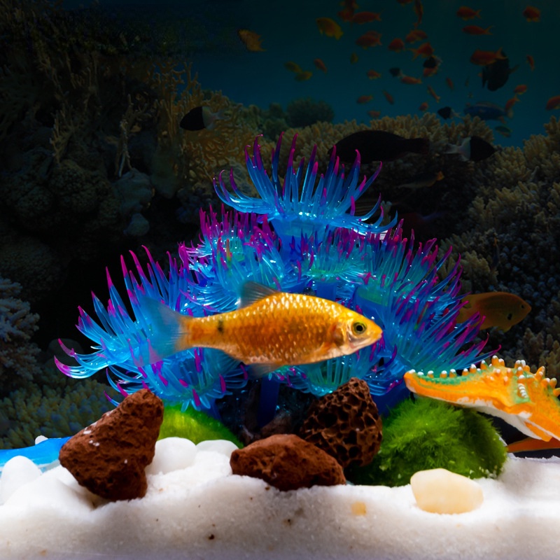 Silikon-Anemone – Künstliche Koralle Für Aquarien, Leuchtet Nachts, Mit Saugnapf, 16 Cm, Für Süßwasser
