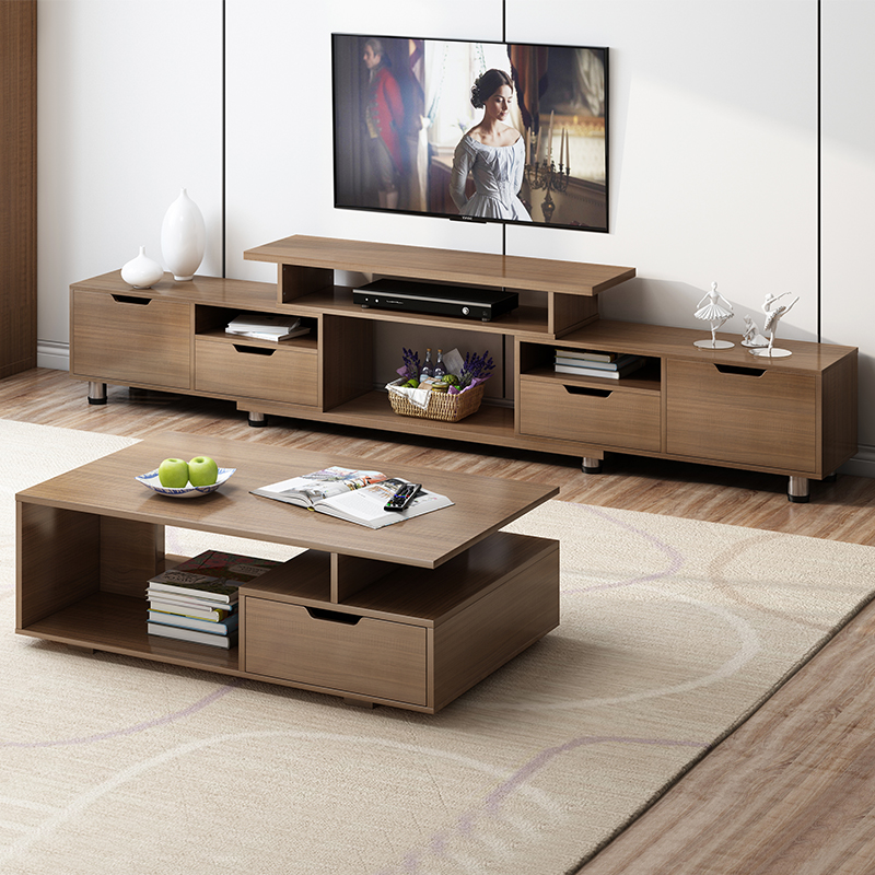 TV coffee table combination solid wood modern minimalist floor