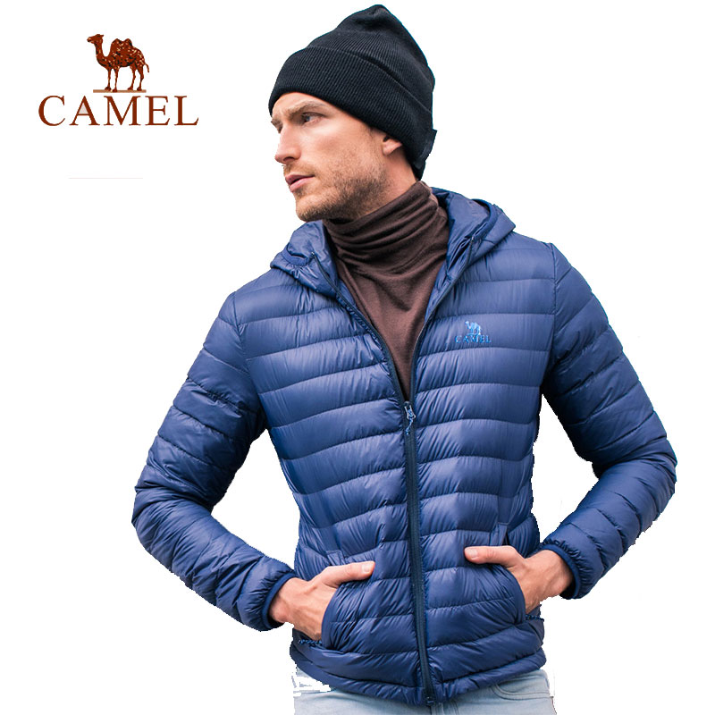 CAMEL Winter Ultra Light Down Jacket White Duck Down Hooded Long