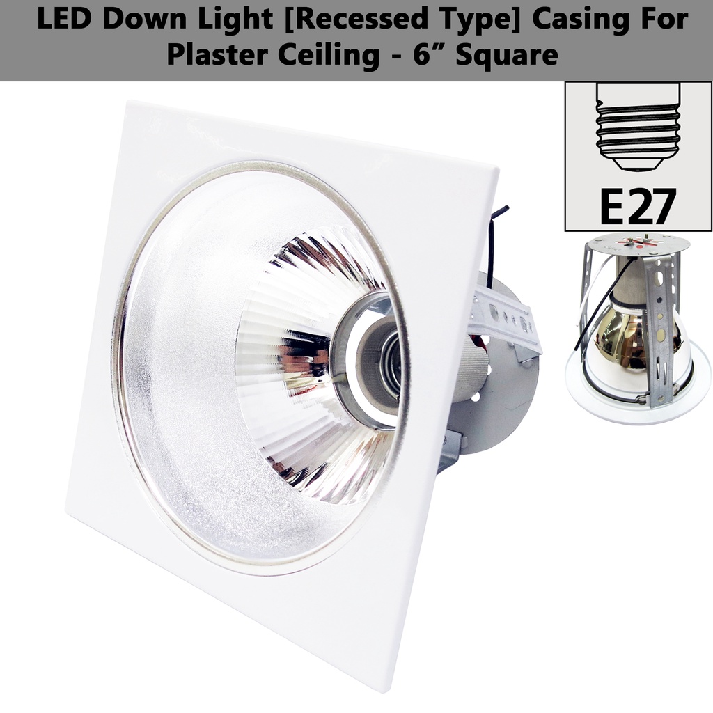 3H Lampu Siling Downlight LED 68(Round)/66(Square) E27 4 Inci/6 Inci ...