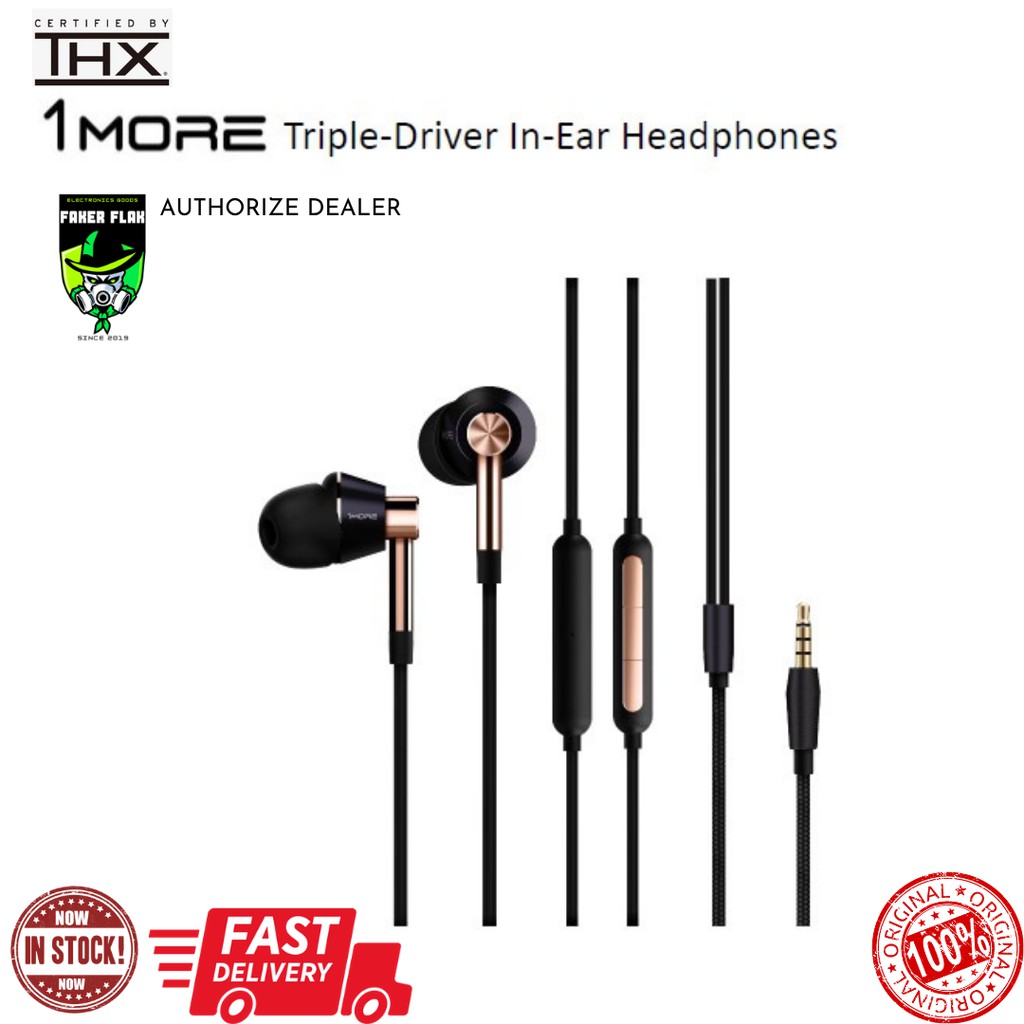 1MORE TRIPLE-DRIVER IN-EAR HEADPHONES | THX Certified Hybrid Remote Volume  Control Mic | 100% ORIGINAL & 1 YEAR WARRANTY | Shopee Malaysia