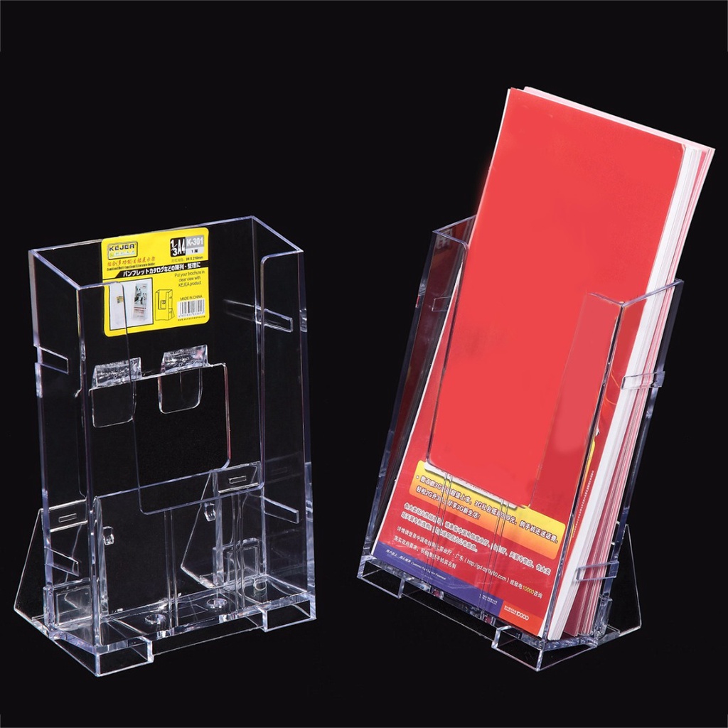 Transparent Acrylic Business Card Holder Brochure Desk Stand Pamphlet