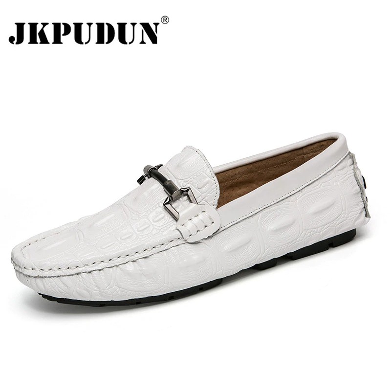 Mens hot sale white moccasins