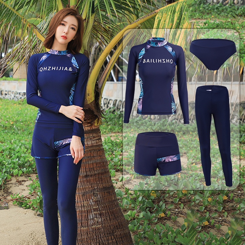 Long Sleeve Swimsuit Set Women Rash Guards Long Pants Swimwears