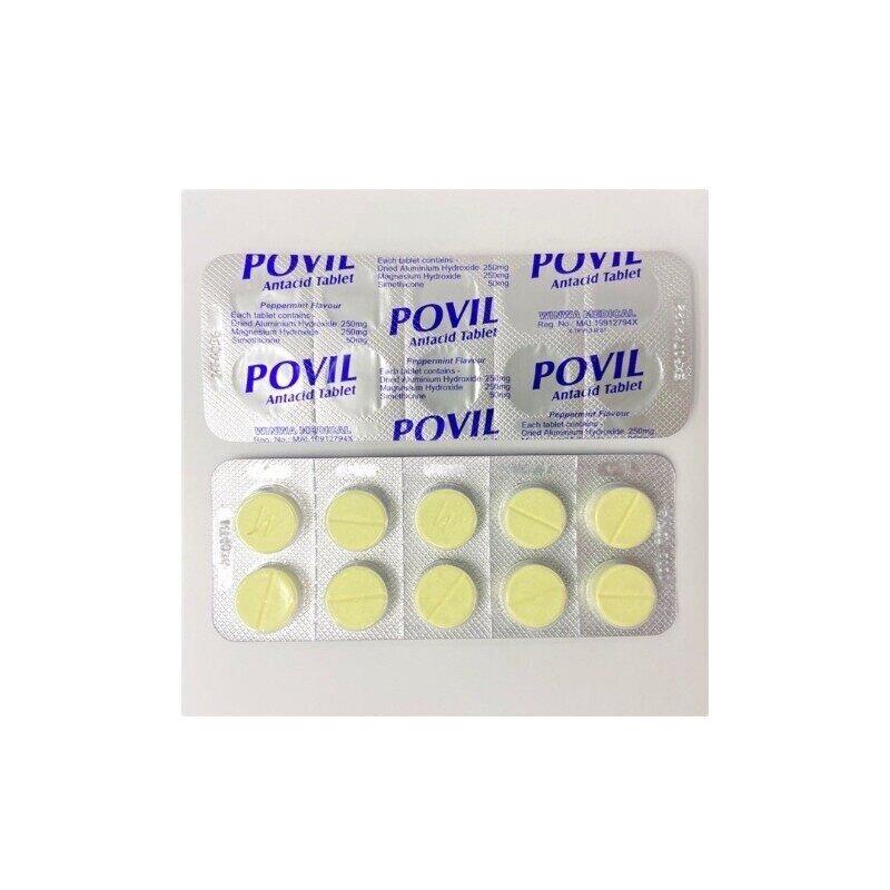 Povil Antacid Tablet (peppermint flavour) 保胃胃痛药片 (10‘s/strip) | Shopee ...