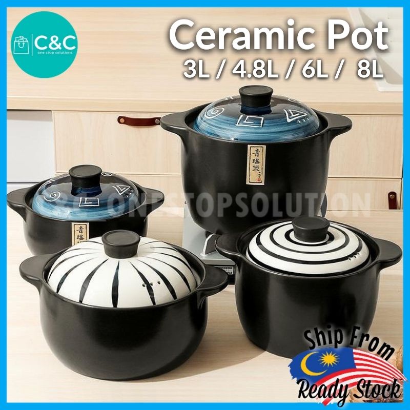C&C Ceramic Stockpot Stovetop Ceramic Cookware Soup Pot Stew Pan