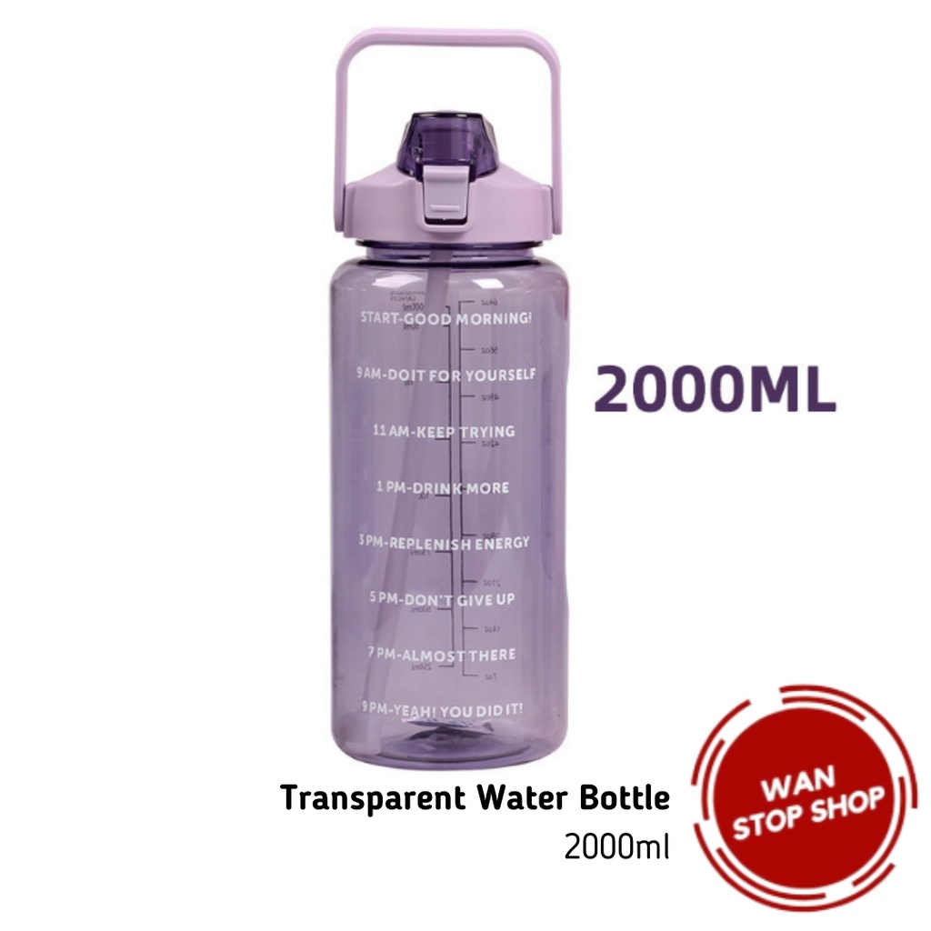 Transparent Colour Water Bottle 2000ML Large Capacity Outdoor Sports ...