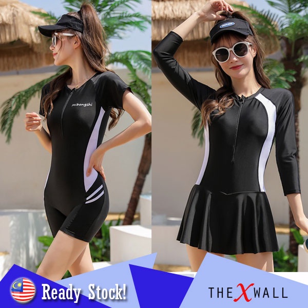 [M - XXL] Woman black swimsuit skirt / shorts women swimming suit one ...