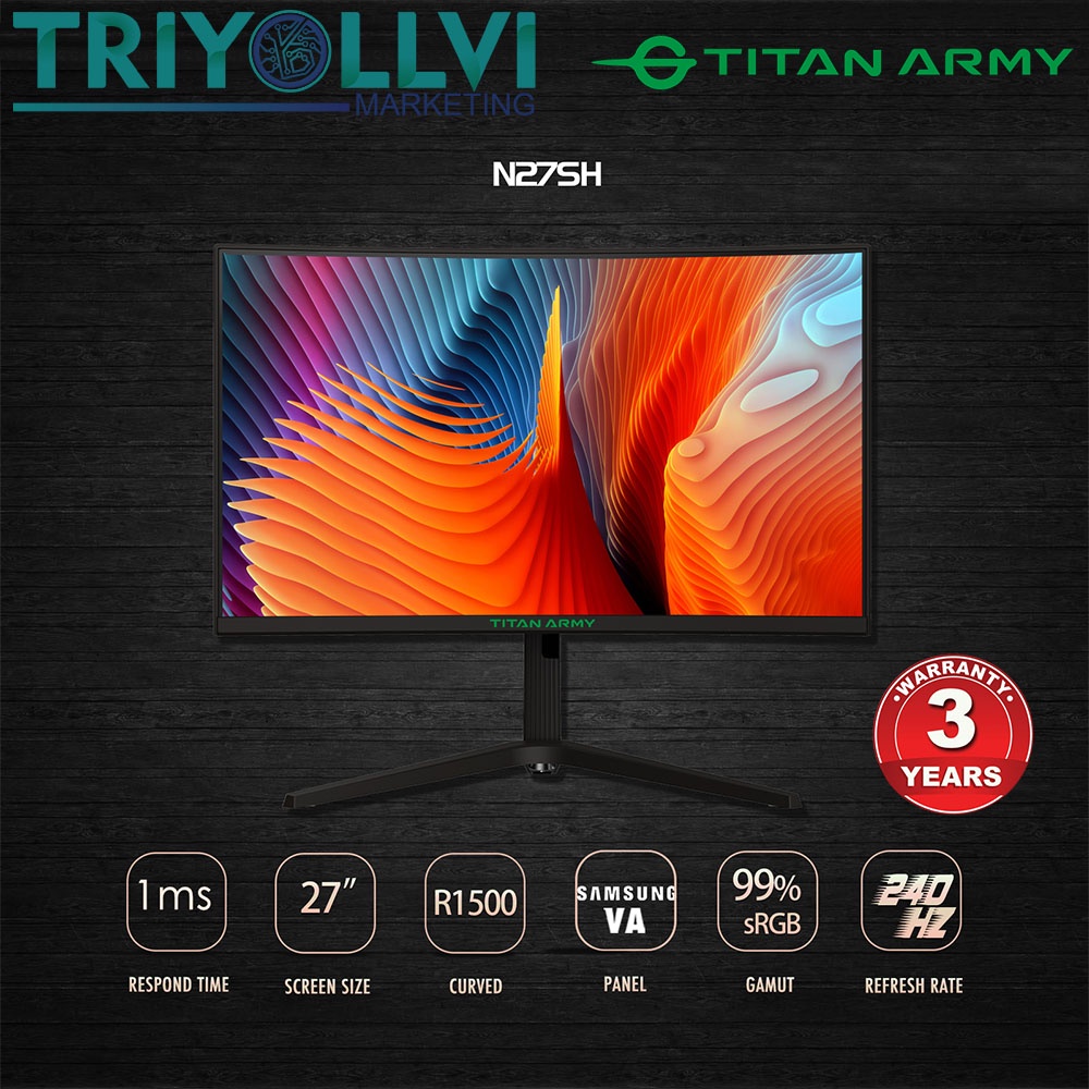 Titan Army N27SH 27-inch Full HD 240HZ 1MS R1500 Curved Freesync Gaming ...