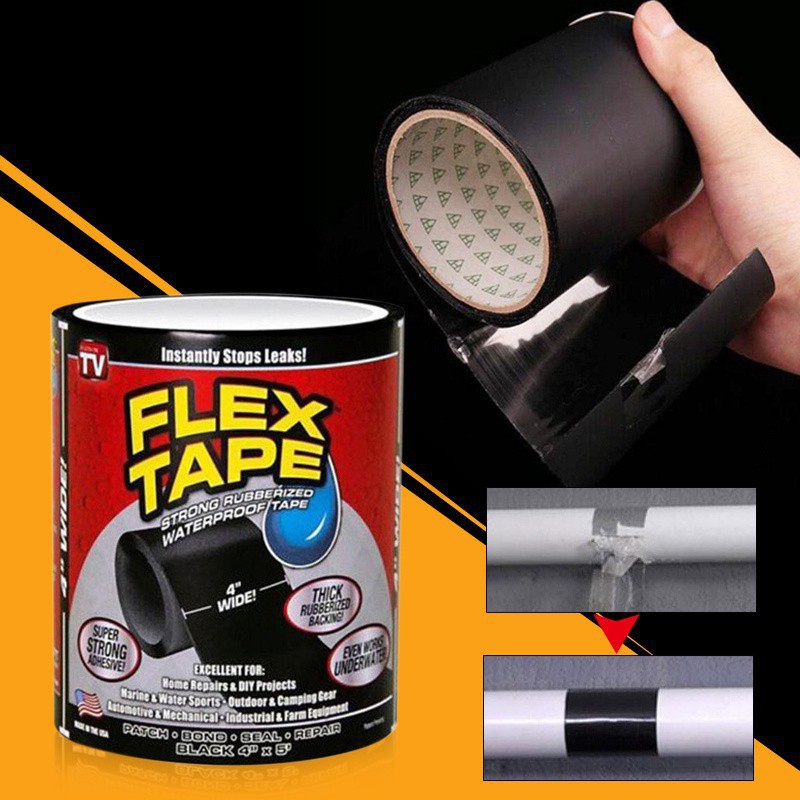 FlexTape 4" Wide Seal Stop Leaks Tape (BLACK) Shopee Malaysia