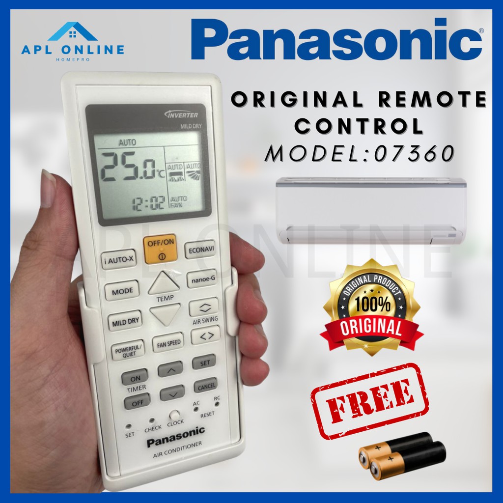Télécommande Originale Panasonic Nanoe-X Pour Climatiseur Inverter - Réf. A75C07360, Compatible Plusieurs Modèles