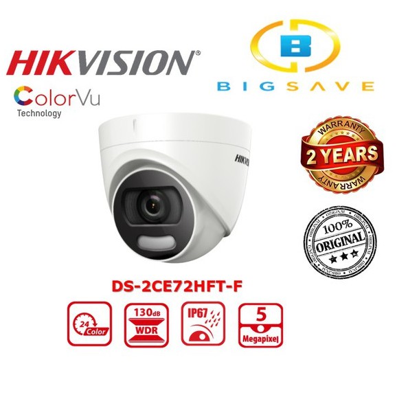 HIKVISION 5MP DS-2CE72HFT-F FULL TIME COLORVU OUTDOOR TURRET CAMERA ...