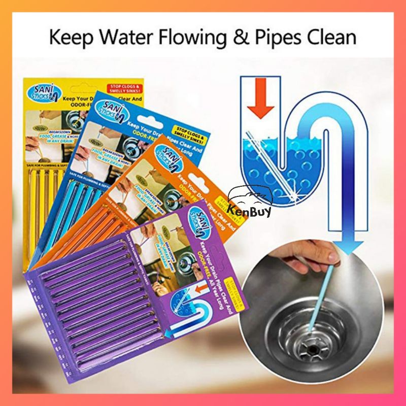 Sani Sticks Enzyme Clog Remover Sink Drain Cleaner Pipe Cleaning Agent Toilet Bowl Septic Tank