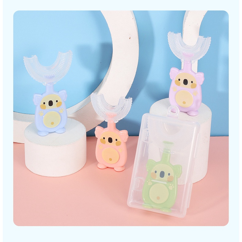 READY⭐ KOALA KIDS U SHAPED TOOTHBRUSH Soft Silicone Shape Tooth Brush ...