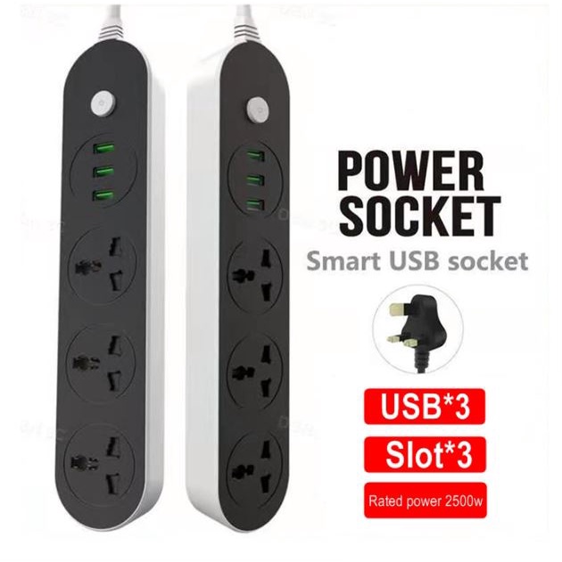 Smart Power Socket, 3 Universal Socket 3 USB Output 3.4A UK Plug Travel ...