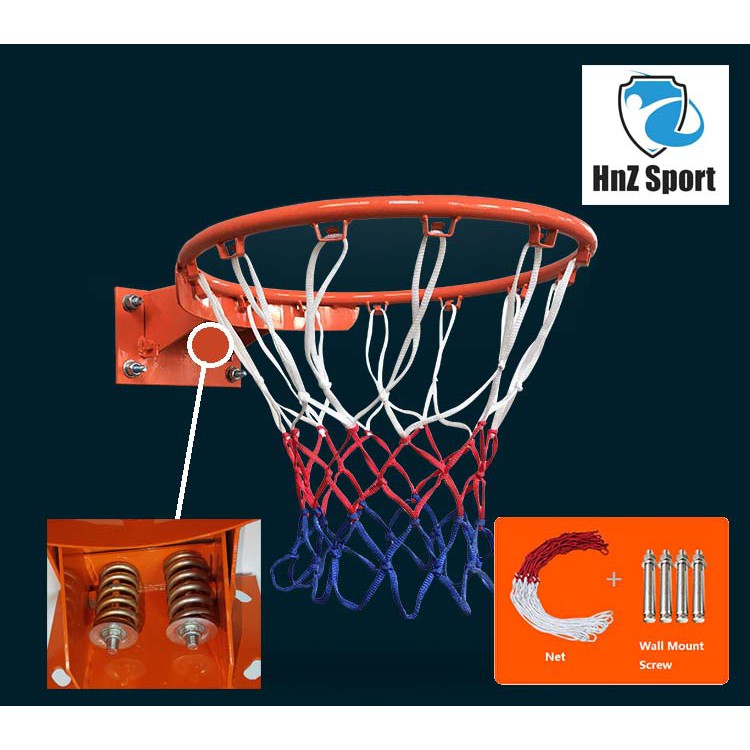 HNZ SPORT basketball solid rim with stainless spring with wall mount ...