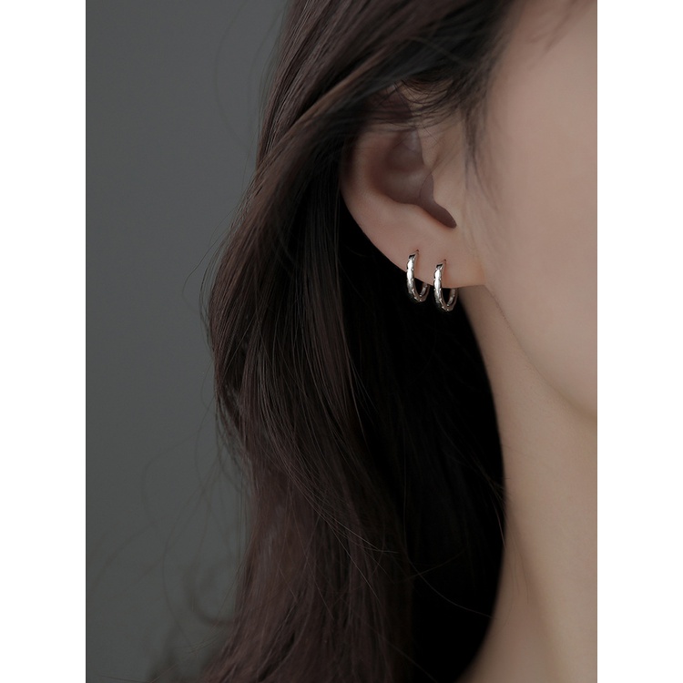 S925 Sterling Silver Round Earrings Simple Fashion Female Student ...