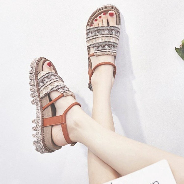 Chic Gladiator Sandals Summer New Korean Beach Flat Sandal Women
