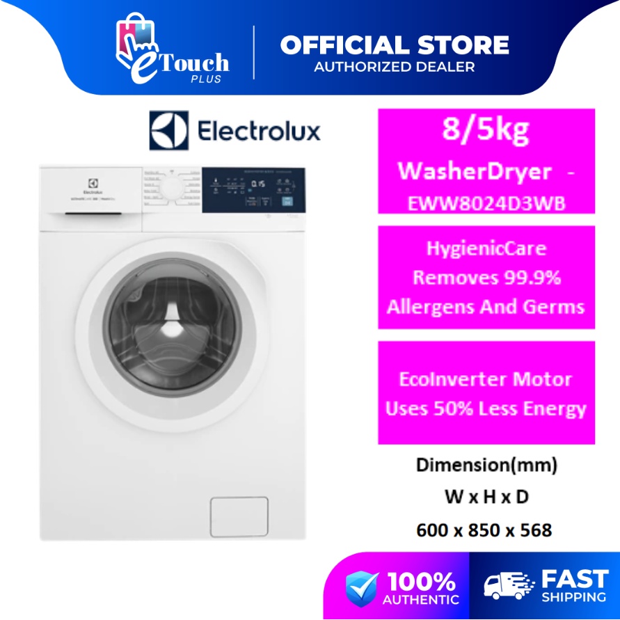 Electrolux 8/5kg Inverter Washer Dryer EWW8024D3WB mesin basuh | Shopee ...